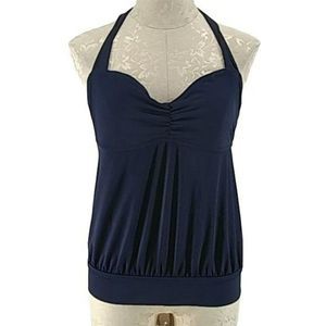 Islander Halter Navy‎ Blue Size 12 Tankini Women's Swimsuit Top